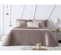 Antilo - Colcha Bouti NAROA Cama 150 Cm - Color Malva (Colcha con Acolchado Fino de Entretiempo NO Incluye Fundas de cojín Decorativo)