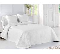 Antilo Fundeco - Colcha Cubrecama Lamba Blanco 250 x 270 cm + 2 Fundas de cojín 60 x 60 cm