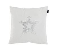 ANTILO TEXTIL - Funda Cojín 45x45 - Diseño con Estrella en Pedrería - Color Blanco - Cierre con Cremallera - No Incluye Relleno (Luxury 17 Blanco)