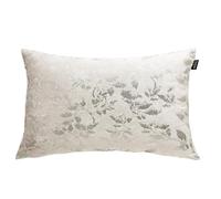 ANTILO TEXTIL - Funda Cojín 50x30 - Diseño Terciopelo con Estampado Floral - Color Plata - Cierre con Cremallera - No Incluye Relleno (Print-36 Plata)
