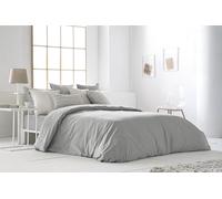 ANTILO TEXTIL - Funda Nórdica Cama 180 - Diseño Liso en Color Gris - 100% Algodón - Medidas 260x240 cm - Incluye 2 Fundas de Almohada (Bali Gris)