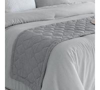 ANTILO TEXTIL - Pie de Cama - Diseño Acolchado - Tacto Suave - Color Gris - Medidas 55x230cm (Rustik Gris)