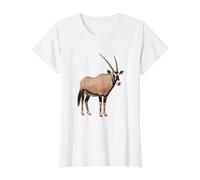 Antílope Oryx Árabe Gemsbok Animal Espíritu Sudafricano Camiseta gráfica económica, Mujer, Blanco, S