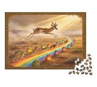 Antílope Sabana Amanecer Puzzle de 1000 Piezas para Adultos Papel Camino de Animales Arcoíris Juego Familiar Relajación Decoración 52x38cm/1000pcs