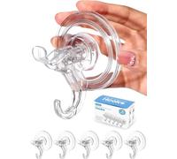 Antimbee Ganchos Ventosa de Baño, 5 Piezas Suction Cup Hooks, Ventosas con Gancho Fuerte, Ventosas Desmontables para Ducha, Baño, Cristal, Puerta, Cocina, Diseño Transparente de Doble Ganchos 5KG(Max)