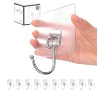 Antimbee Paquete de 10 ganchos adhesivos grandes multiusos para colgar, gancho de plátano, ganchos adhesivos resistentes de 37 libras (máximo), ganchos de pared adhesivos para el hogar, baño, cocina,
