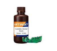Antinsky Resina Dental Fundible para impresora 3D DLP/LCD, curado UV 405 nm, combustión completa, fundición fácil para implantes dentales, estructuras y coronas, alta precisión, 0,5 kg verde