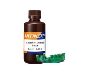 Antinsky Resina Dental Fundible para impresora 3D DLP/LCD, curado UV 405 nm, combustión completa, fundición fácil para implantes dentales, estructuras y coronas, alta precisión, 0,5 kg verde