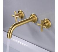Antique All-Copper in-Wall Basin Faucet Bathroom Concealed Embedded Wall out of Three-Hole Hot and Cold Water Faucet Black, Brushed Gold