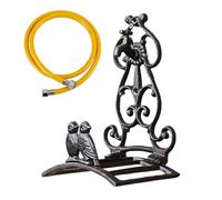 Antique Bird Rack, Ornamental Iron Hose Hook, 10x7 Inches Hanger with Wall Mount, Vintage Metal Tubing Cradle, Storage Hardware with Retro Style, Garden Support for Patio & Deck