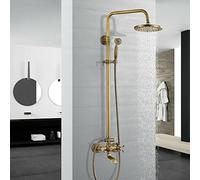 Antique Brass 8 Inch Rain Shower Faucet Single Handlle Valve Hot and Cold Water Mixing Faucet,