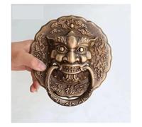 Antique Brass Lion Head Door Knocker, Tradicional Vintage Entrance Door Handle Decor, Heavy Duty Solid Brass Knocker for Main Door Garden Gate, Retro Home Hardware Accessory (145 mm, color cobre)
