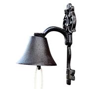 Antique Cast Iron Wall Mounted Dinner Bell, Decorative Entry Door Bell for Indoor Use, Charming Hand Bell for Home, School, or Church Decor, Wall Mounted Dinner Bell, Cast Iron Entry Door Bell