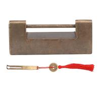 Antique Chinese Padlock Decorative Vintage Brass Lock Key for Small Wooden Box Furniture Cabinets Chest 4.4cm Spacing Ornament Collectible