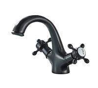 Antique Faucet Bathroom Faucet Mixer In The Bathroom Washbasin Taps Mixer With Two Handles Deck Mounted Hot Cold Water(Bronze Black)