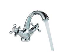 Antique Faucet Bathroom Faucet Mixer In The Bathroom Washbasin Taps Mixer With Two Handles Deck Mounted Hot Cold Water(Chrome)