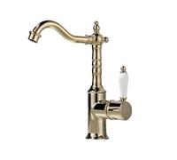 Antique Gold Bathroom Sink Faucet 360° Rotatable Washbasin Faucet Luxury Brass Hot And Cold Mixer Basin Tap Toilet WC Vanity Tap(Zirconium Gold Short,G3/8)