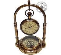 ANTIQUE HANDICRAFT HUB Reloj náutico de Mesa de latón con brújula de latón Antiguo Victoria London