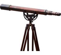Antique Harbour Master Vintage Brass Solid Marine Navy Telescope Single Barrel Brass Copper Finish & Brown (Telescopio de un solo barril