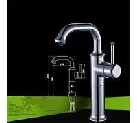 Antique Kitchen Faucets Brass Brushed Black Gold Basin Faucet Single Handle Single Hole Mixer Taps Hot Cold Deck Mount,Silver 295Mm