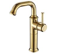Antique Kitchen Faucets Brass Brushed Black Gold Basin Faucet Single Handle Single Hole Mixer Taps Hot Cold Deck Mount,Gold 295Mm