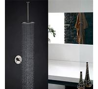 Antique Shower System Waterfall Brushed Nickel Shower Faucet Set Ceiling Mounted 10 Inch Top Spray Ceramic Valve Bathroom Shower Faucet, C