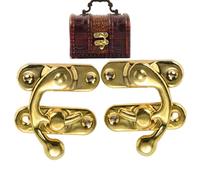 Antique-Style Tin Box Latch Lock, 2-Piece Solid Brass Swing Arm Hook | Retro Vintage Mini Lock With Screws | Jewelry Box Toolbox Suitcase Wooden Chest Closure Hinge Accessory