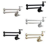 Antique Wall-Mounted Brass Kitchen Faucet Brushed Gold Single-Hole Double-Switch Sink Rotatable And Foldable Single Cold Wall(ORB)