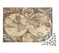 Antique World Map Colourful Vintage Map 1000 Pcs Jigsaw Puzzles Adults Brain Development Classic Educational Games 52x38cm/1000pcs