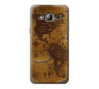 Antique World Map Funda Carcasa Case para Samsung Galaxy J3 (2016)