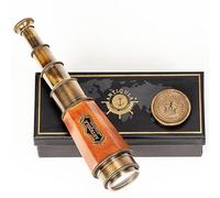 Antiqula Telescopio vintage de latón cónico hexagonal de 20 pulgadas, potente lente de visión transparente de 20 aumentos para marineros, fácil de usar, réplica náutica de diseño marítimo "Coronation