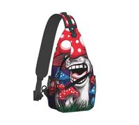 Antirrobo Bolso Pecho Arte mágico psicodélico de hongos rojos Bolsa Cruzada Unisex Bolso Bandolera para Excursión Tactica Acampada