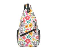 Antirrobo Bolso Pecho Lindo arte de koala y flores Bolsa Cruzada Duradero Mochila Pecho para Caminar Excursión Escolar