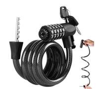 Antirrobo de bicicleta con llave, antirrobo de bicicleta | Cable antirrobo plegable impermeable | Antirrobo de bicicleta negro ligero, cable antirrobo portátil para calles de la ciudad y senderos
