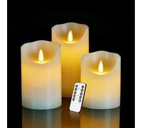 antizer Velas LED sin llama de 4, 5 y 6 pulgadas, juego de 3 pilares de cera real sin goteo, juego de velas negras sin llama para Halloween, incluye control remoto de 10 teclas con función de