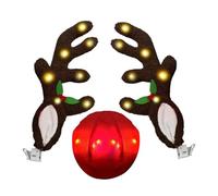 Antlers de coche | LED Antler with Nose,Christmas Decoration | for Automotive Truck Vehicle SUV Exterior Window Roof Top Holiday