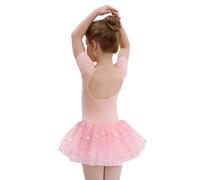 ANTLOOWW Maillot de Danza Niñas Ballet Vestido Algodón Manga Corta Ballet Leotardo con Falda Tutú 2-11 años (Rosa, 110)