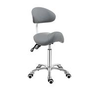 Antlu Taburete con Soporte para la Espalda, Asiento ergonómico para Esteticista para salón, Tatuaje, SPA, médico, Dentista, clínica (con Respaldo Ajustable, Gris)