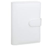 Antner Carpeta de piel sintética A6, rellenable con 6 anillas, para papel de relleno A6, hojas sueltas, planificador personal con cierre de hebilla magnética, color blanco