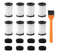 Antoble Filtros de Repuesto Compatibles Con Aspiradoras MooSoo D600 y Ariete Handyforce RBT 2761, RBT 2759, Incluye 8 Filtros + 8 Filtros de espuma + 1 Cepillo de Limpieza - 17 Piezas