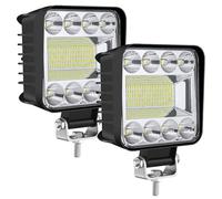 AnTom 2Pcs Focos Led 12v 126W cuadrado de 4 pulgadas faro 12v 24V IP67 impermeable luz de marcha atrás faro auxiliar coche para excavadoras tractores ATV camiones