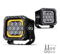 Antom Faro LED 41000LM 9 LEDs Trabajo 9-60V 270°, IP68 Impermeable Homologado ECE, Luz Blanca Ámbar Flash, Soporte Ajustable para Jeep, 4x4, Camión, Moto, ATV, Off-Road