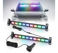 antom LED Luz Estroboscópica 2 Piezas 108 Leds Luz de Advertencia Multicolor con 11 Modos estroboscópicos para Coche, camión, Tractor, vehículo