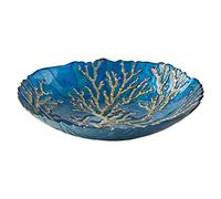 Anton Studio Designs - Tazón decorativo - Tazón de decoración de mesa grande - Diámetro: 32 cm - Tazón decorativo de vidrio para decoración del hogar - Coral de oro