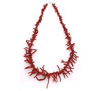 Antonino De Simone Joyas de flecos de coral rojo del Mediterráneo. Collar, pulsera y pendientes montados en plata blanca o dorada 925 (seleccione la opción deseada)