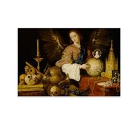 Antonio De Pereda - Póster decorativo de Alegoría de la vanidad - Obra maestra para decoración del hogar, arte de pared, impresiones para colgar en el dormitorio, pintura decorativa para habitación