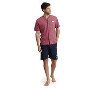 ANTONIO MIRO Pijama Hombre Abierto Sailing de Algodón con Manga Corta Pantalón Corto Punto Piqué Detalles Bordados Bolsillos y Diseño de Verano Color