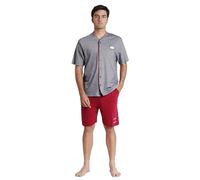 Antonio Miro Pijama Abierto Manga Corta Sailing para Hombre en Algodón Piqué con Cuello Camisero y Botones, Pantalón Corto con Cinturilla Ajustable y Bolsillos Color Marino Talla XL