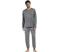 Antonio Miro Pijama Hombre Invierno Algodón y Poliéster - Pijama de Hombre SUV con Camiseta de Manga Larga y Pantalón Largo, Cintura Ajustable, Puños y Bolsillos, Color Gris Jaspe, Talla S