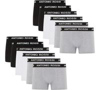 Antonio Rossi (paquete de 12) boxers ajustados para hombre - Calzoncillos tipo bóxer para hombre con cintura elástica, Negro, Gris, Blanco, L